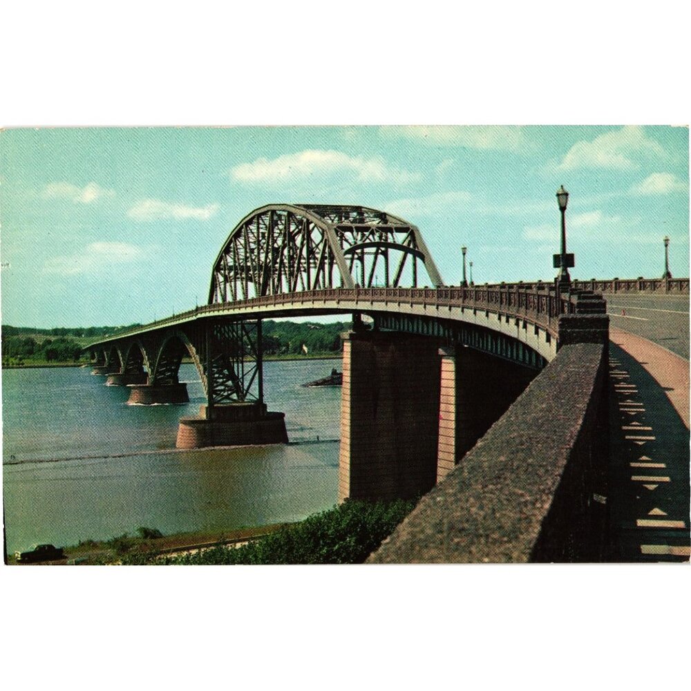 Peace Bridge Niagara River 1927 Chrome Postcard Landmark Buffalo New York